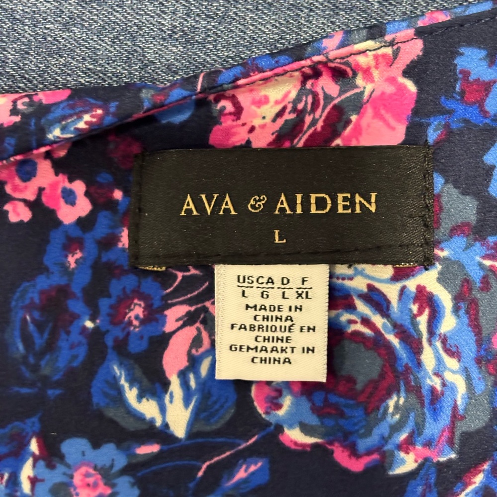 Ava & Aiden Vibrant Blue Floral Wrap Dress Size:L - Picture 12 of 12